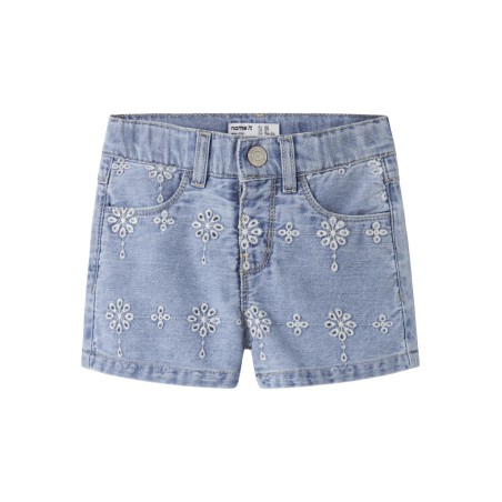 NAME IT MINI Rose mom denim anglai shorts - Light Blue Denim ANGLAISE