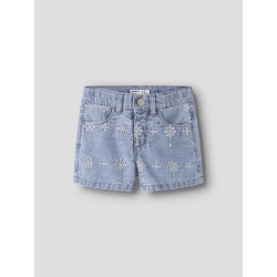 NAME IT MINI Rose mom denim anglai shorts - Light Blue Denim ANGLAISE