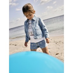 NAME IT MINI Rose mom denim anglai shorts - Light Blue Denim ANGLAISE