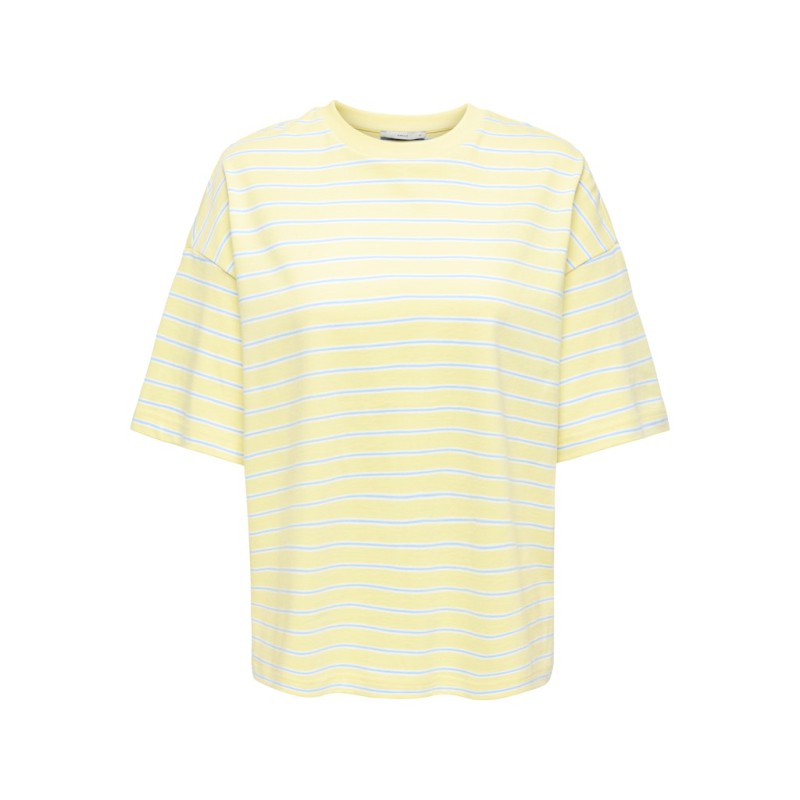 ONLY Lisa kortærmet stribede t-shirt - Double Cream