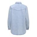 ONLY Vera langærmet daisy denim skjorte - Medium Blue Denim
