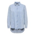 ONLY Vera langærmet daisy denim skjorte - Medium Blue Denim