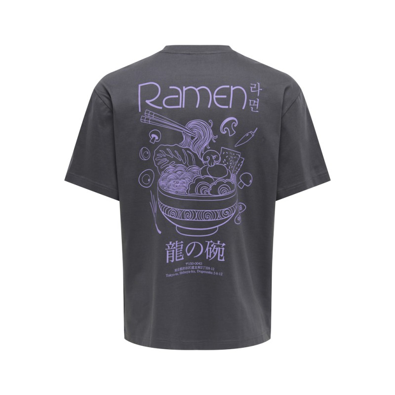 ONLY & SONS Fred kortærmet Print T-shirt -  Grey Pinstripe