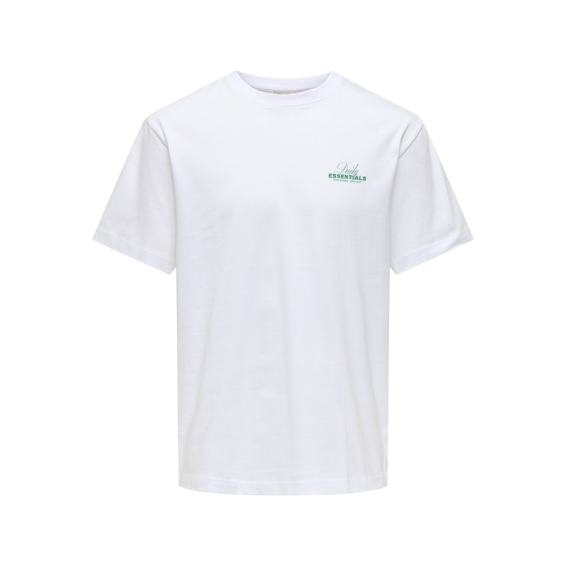 ONLY & SONS Fred kortærmet Print T-shirt - Bright White