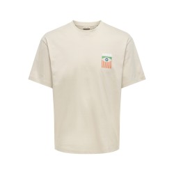 ONLY & SONS Fred kortærmet Print T-shirt - Silver Lining