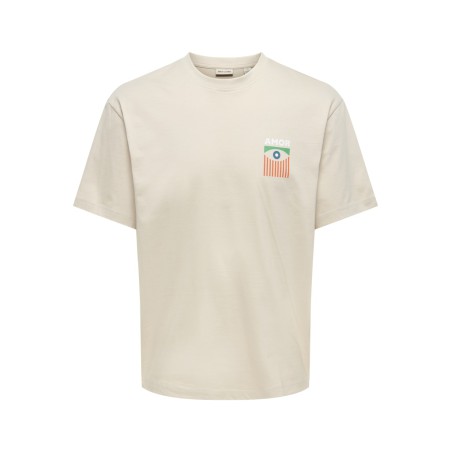 ONLY & SONS Fred kortærmet Print T-shirt - Silver Lining