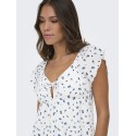 ONLY Dua frill sleeve kjole - Cloud Dancer Ditsy floral cornflower blue