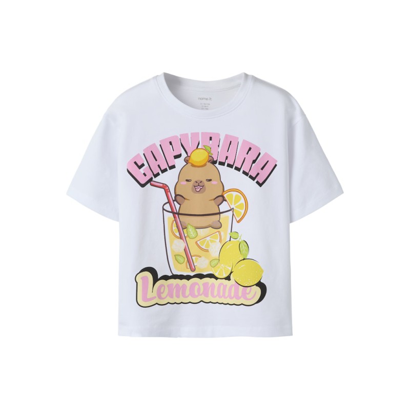 NAME IT KIDS Abina capybara kortærmet t-shirt - Bright White