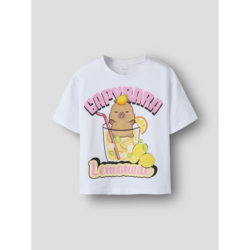 NAME IT KIDS Abina capybara kortærmet t-shirt - Bright White