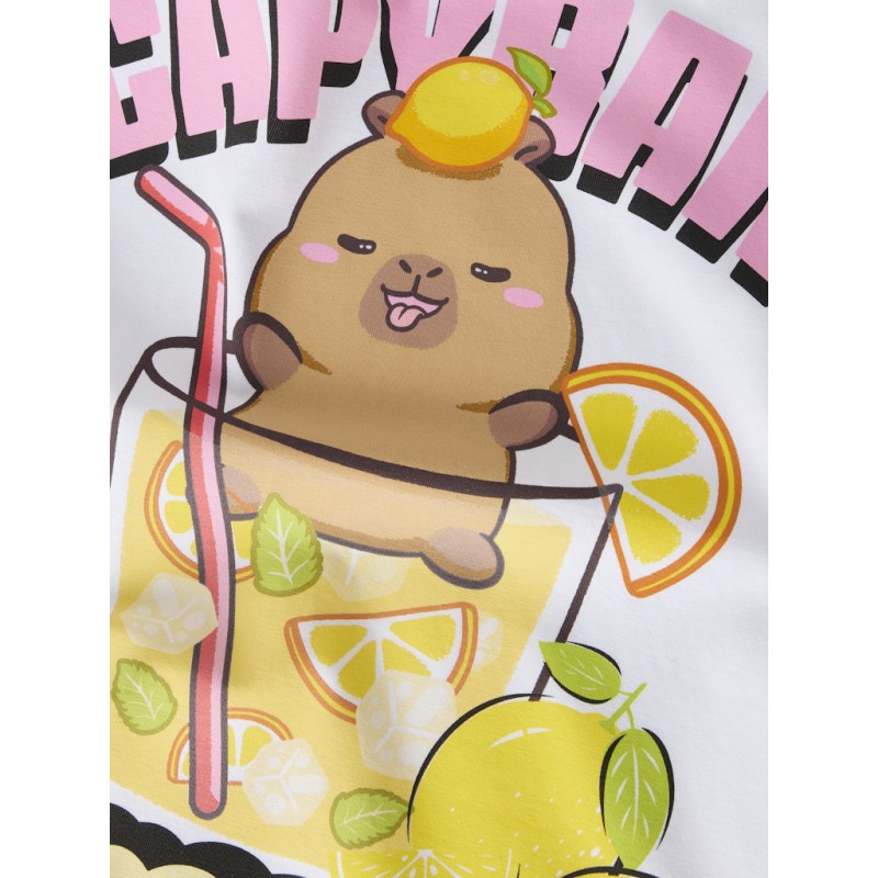 NAME IT KIDS Abina capybara kortærmet t-shirt - Bright White