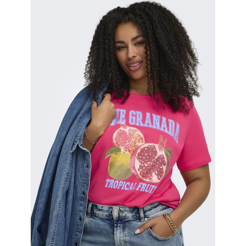 ONLY CARMAKOMA Jenny kortærmet t-shirt - Raspberry Granada