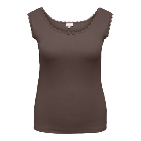 ONLY CARMAKOMA Fenja ærmeløs blonde top - Chocolate Martini