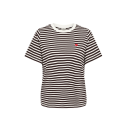 JDY Pisa S/S Print Top - Cloud Dancer / New Stripe Chocolate Torte Heart