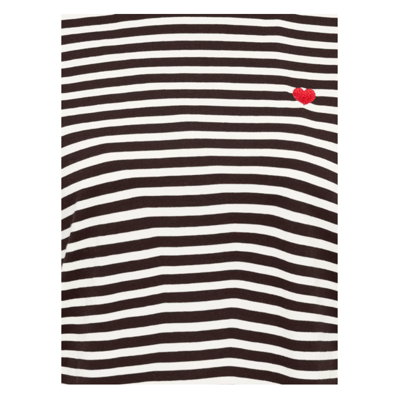 JDY Pisa S/S Print Top - Cloud Dancer / New Stripe Chocolate Torte Heart
