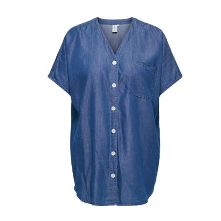 ONLY CARMAKOMA Bea kortærmet tunika - Medium Blue Denim