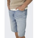 ONLY & SONS Carl Ballon Fit Denim Shorts - Light Blue Denim