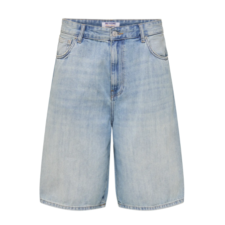 ONLY & SONS Carl Ballon Fit Denim Shorts - Light Blue Denim