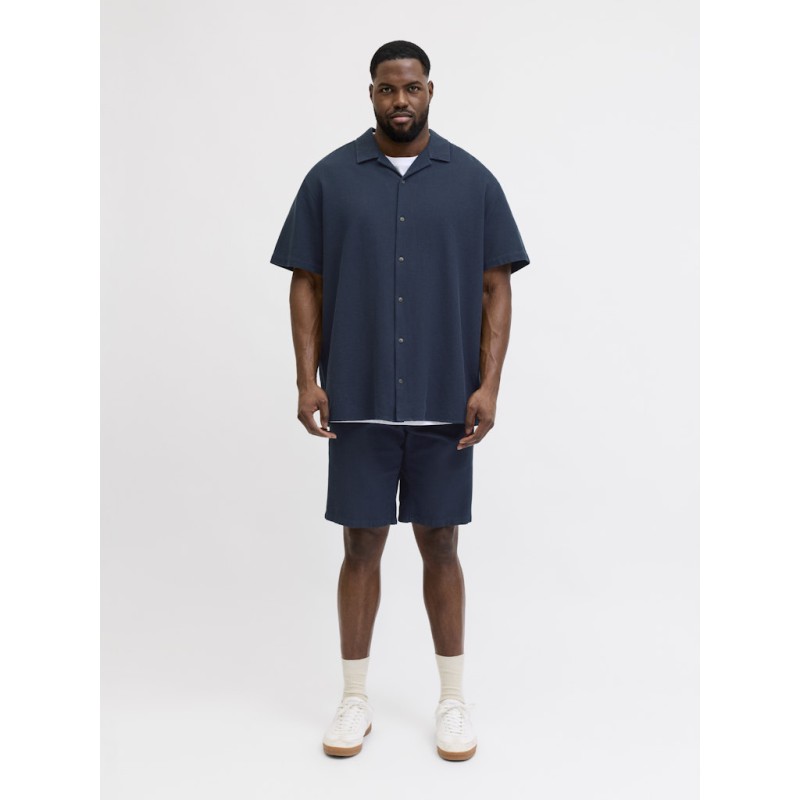 JACK & JONES PLUS Jaiden waffle resort shorts - Navy Blazer