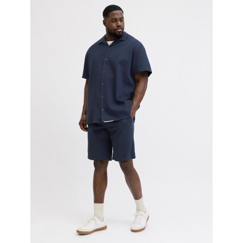 JACK & JONES PLUS Jaiden waffle resort shorts - Navy Blazer