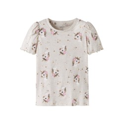 NAME IT Mini Jalisa kortærmet top - Peyote Melange