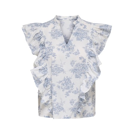 JDY Alberte ærmeløs frill top - Cloud Dancer