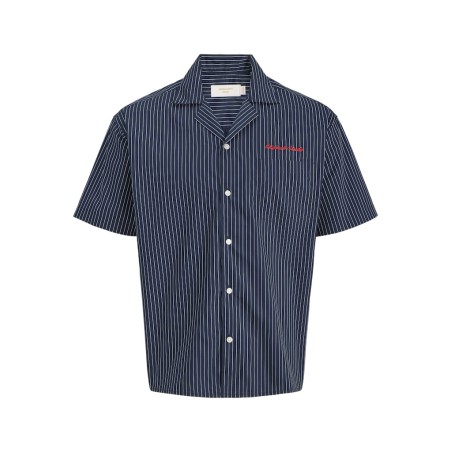 JACK & JONES Menton Poplin stripet kortærmet skjorte - Sky Captain