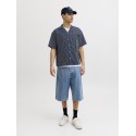 JACK & JONES Menton Poplin stripet kortærmet skjorte - Sky Captain