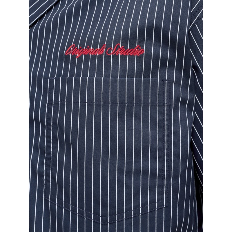 JACK & JONES Menton Poplin stripet kortærmet skjorte - Sky Captain