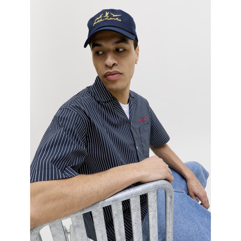 JACK & JONES Menton Poplin stripet kortærmet skjorte - Sky Captain