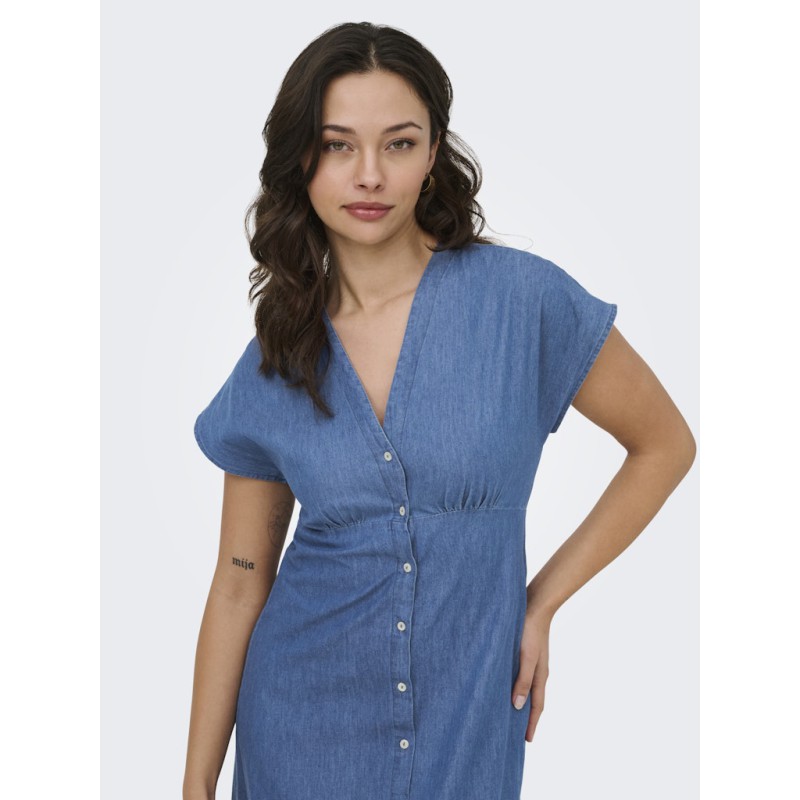 ONLY Nova Azure long kjole - Medium Blue Denim