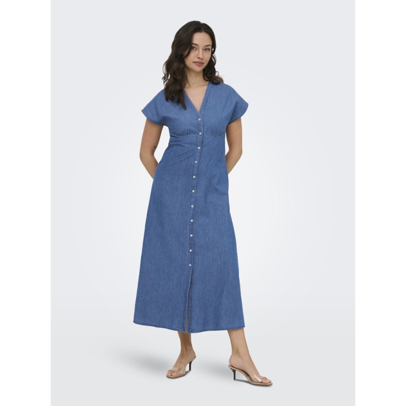 ONLY Nova Azure long kjole - Medium Blue Denim