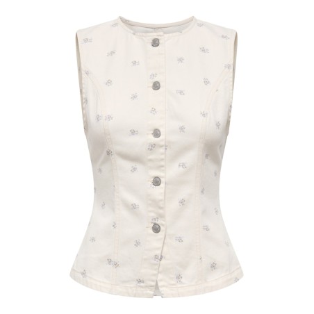 ONLY Naomi aop ærmeløs vest - Egret
