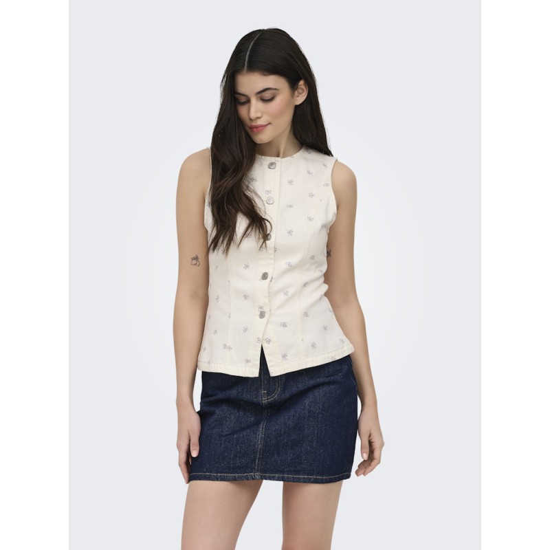 ONLY Naomi aop ærmeløs vest - Egret