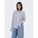 JDY Paige langærmet loose broderi skjorte - Cloud Dancer / Blue stripe