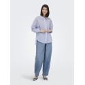JDY Paige langærmet loose broderi skjorte - Cloud Dancer / Blue stripe