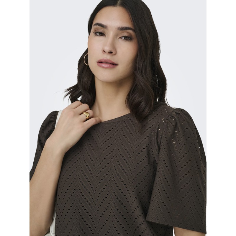 JDY Carla Cathinka kortærmet top - Chocolate Brown
