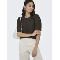 JDY Carla Cathinka kortærmet top - Chocolate Brown