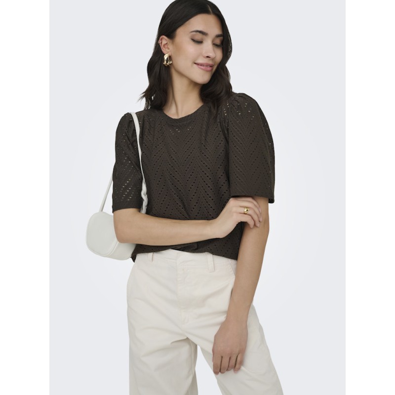 JDY Carla Cathinka kortærmet top - Chocolate Brown