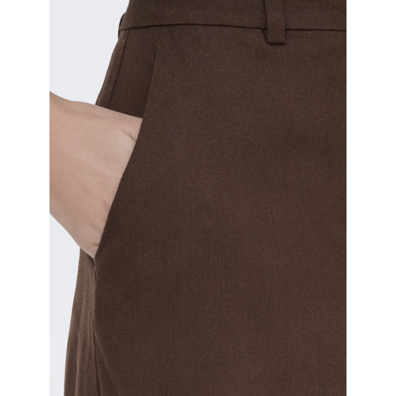 JDY Naomi hør mellem talje bermuda shorts - Chicory Coffee