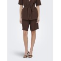 JDY Naomi hør mellem talje bermuda shorts - Chicory Coffee