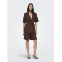 JDY Naomi hør mellem talje bermuda shorts - Chicory Coffee