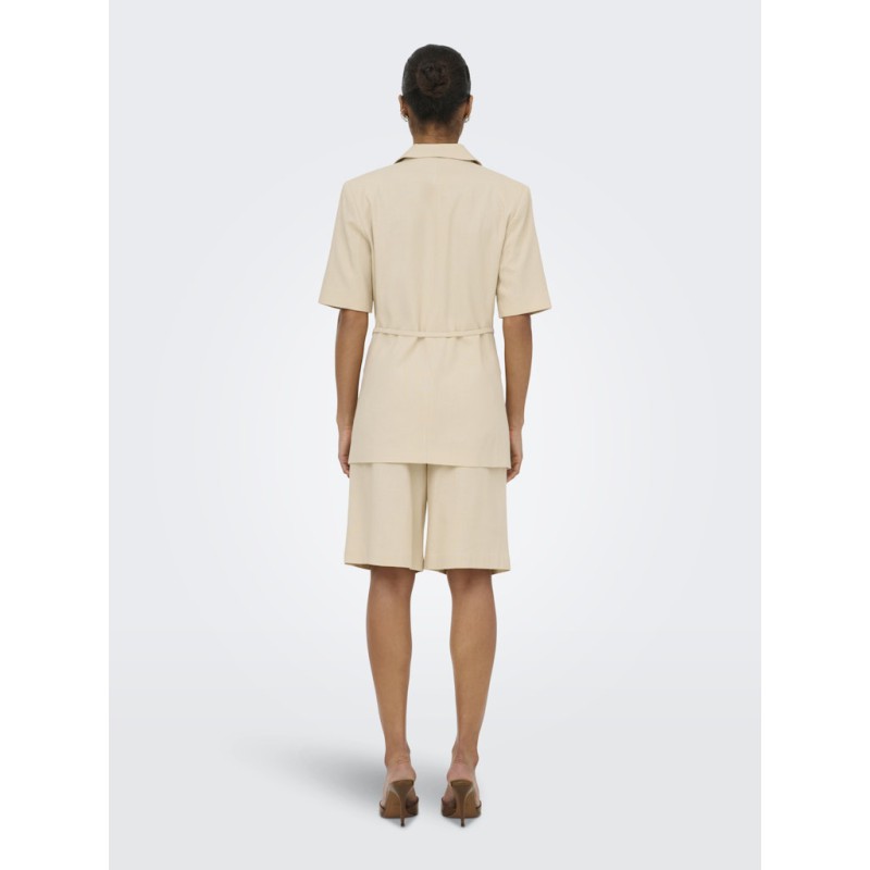 JDY Naomi hør mellem talje bermuda shorts - Wheat
