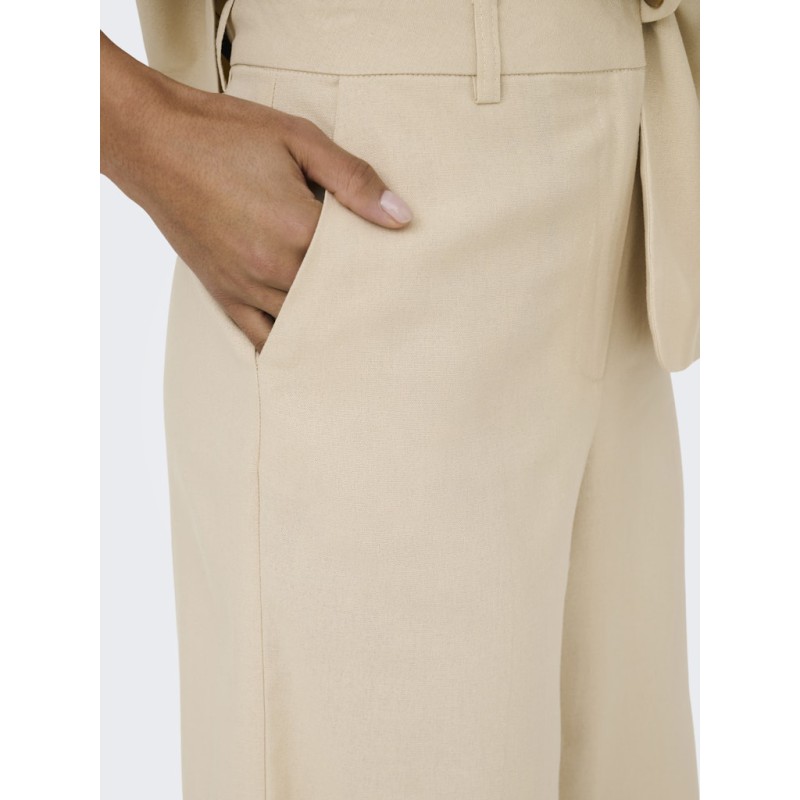 JDY Naomi hør mellem talje bermuda shorts - Wheat