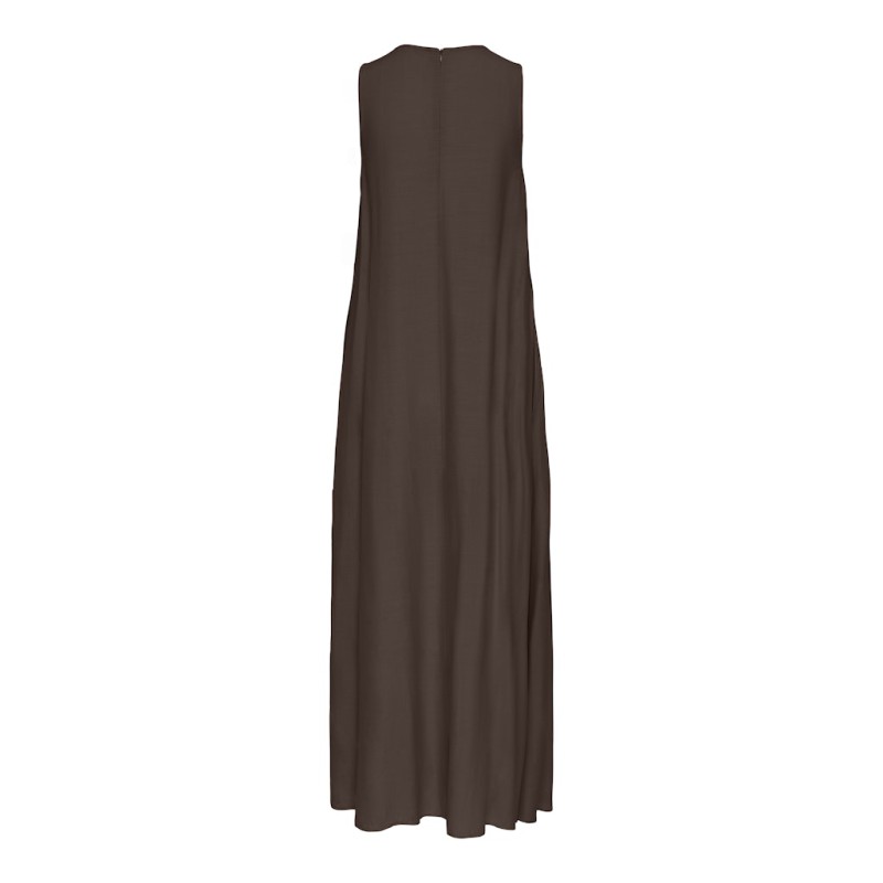 JDY Caya hør lang kjole - Chocolate Brown