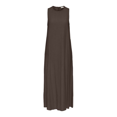 JDY Caya hør lang kjole - Chocolate Brown