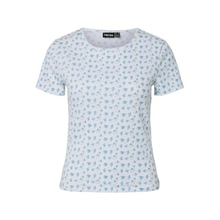 PIECES Turiel kortærmet t-shirt - Cloud Dancer Blue flowers