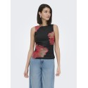 JDY Lea Mesh rouching top - Sort