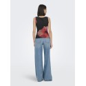 JDY Lea Mesh rouching top - Sort
