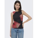 JDY Lea Mesh rouching top - Sort