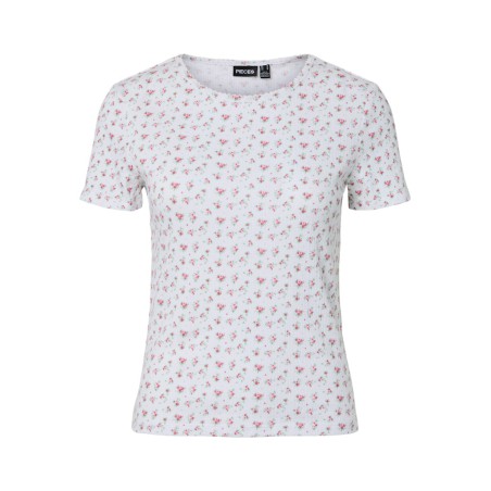 PIECES Turiel kortærmet t-shirt - Cloud Dancer Pink flowers